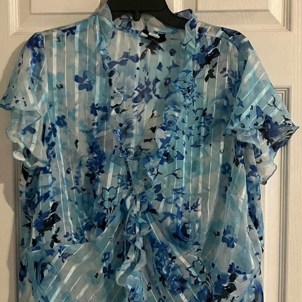 Studio 1940 Blue Sheer Women's Top, Size 18/20